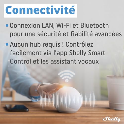 shelly pro em 50a | compteur électrique monophasé | sortie à impulsions | 2 canaux | lan, wi fi & bluetooth | commande contacteurs | compatible alexa & google home | app ios android