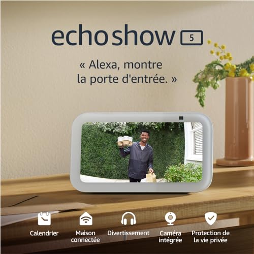echo show 5 (nouvelle génération) | Écran tactile connecté compact avec alexa pour le contrôle de votre maison connectée et bien plus | bleu gris