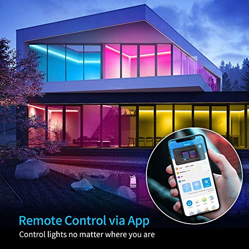 govee ruban led 5m, wifi bande led rgb multicolore, app contrôle, mode musique, led chambre compatible avec alexa et google home, décor pour maison cuisine salon fête