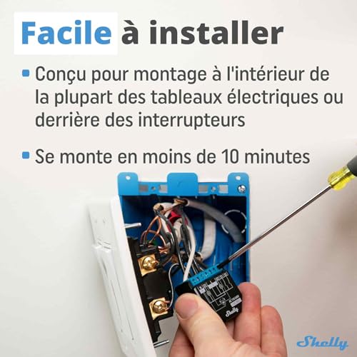 shelly plus 2pm interrupteur volet roulant connecté, 2 canaux 16a, wi fi & bluetooth, compteur de consommation d'énergie, alexa & google home, app ios android (lot de 2)