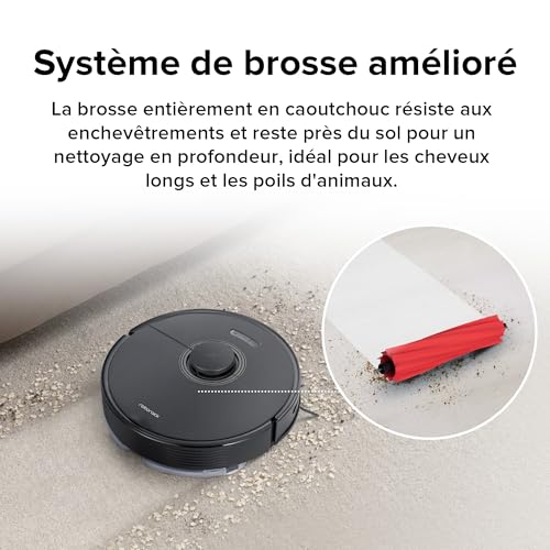 roborock q7 max+ robot aspirateur et vadrouille avec station d'accueil auto vide pure,nettoyage mains libres jusqu'à 7semaines, 4200pa,zones no mop&no go,180mins d'autonomie,contrôle app/alexa,noir