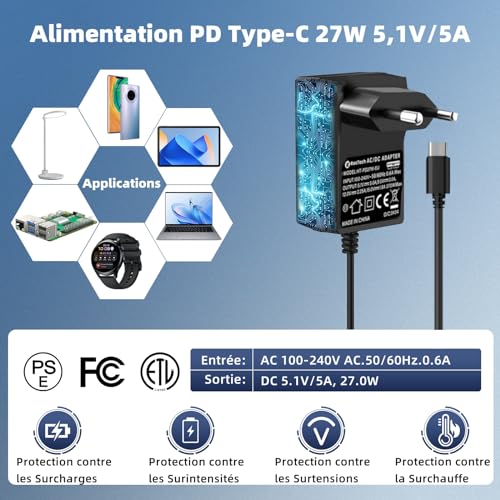 rastech raspberry pi 5 8go kit 64go edition avec active cooler,alimentation 27w 5.1v5a usb c,pi5 8go board,kit lecteur de carte 64go,boîtier pi 5,double 4k câbles de micro hd out,manuel d'utilisation