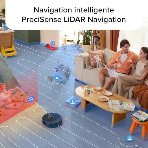 roborock q8 max aspirateur robot avec brosse duoroller, robot aspirateur laveur aspiration de 5 500 pa, robots aspirateurs avec navigation lidar, évitement des obstacles, cartographie multi niveaux