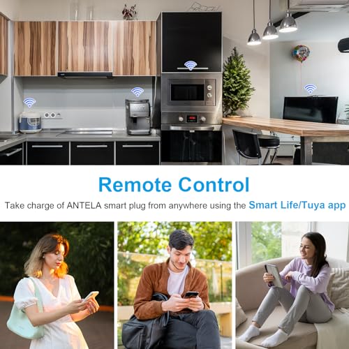 antela prise connectée alexa 16a 2,4/5ghz wifi mesure de consommation Électrique compatible avec google home, smart life app, horaires et minuterie, 4pcs blanc