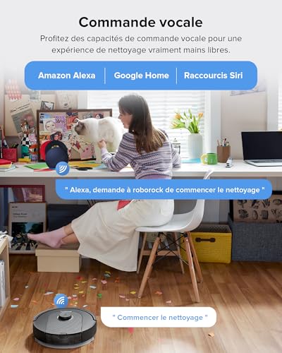 roborock q5 pro+ aspirateur robot avce base, duoroller, vidage automatique, 5500pa, 2.5l sac à poussière, 180ml réservoir, robot aspirateur sans fil, navigation lidar precisense, app noir