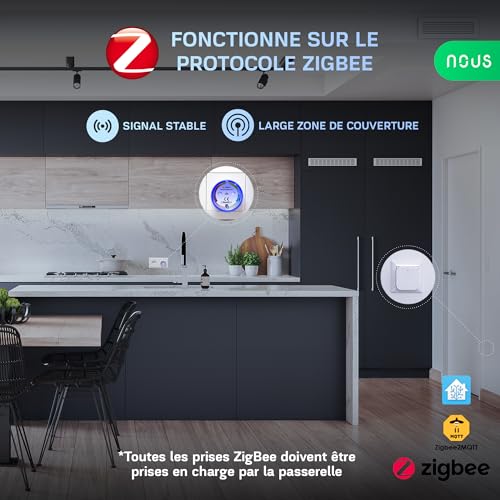 zigbee prise connectée nous a1z, prises connectées et intelligentes, telecommande sans fil avec mesure consommation electrique, compatible alexa, hue bridge, home assistant, tuya, 2mqtt