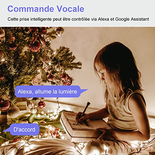 antela prise connectée alexa française 16a 3680w mesure de consommation Électrique type e, prise intelligente avec google home,smart life app contrôle, horaires et minuterie, 4pcs blanc