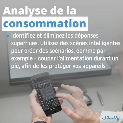 shelly pm mini gen3 micromodule compteur de consommation connecté, wi fi & bluetooth, 1 canal 16a, commande à distance, application android, aucun hub requis