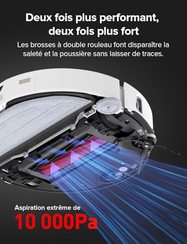 roborock s8 maxv ultra aspirateur robot avec 8 en 1 station, robot aspirateur laveur avec brosse latérale & duoroller aspiration 10000 pa, auto nettoyage du serpillière et de la planche à linge à 60℃