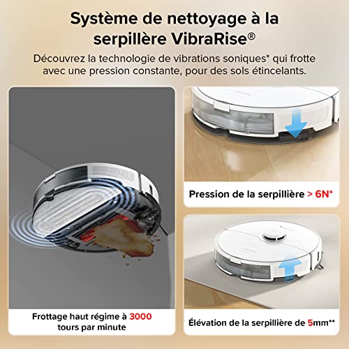 roborock s8 aspirateur robot laveur 6000pa brosse double avec Évitement d'obstacles par lumière structurée 3d, wifi/alexa/app, pour le idéal nettoyage des tapis & des cheveux (mise à niveau du s7)