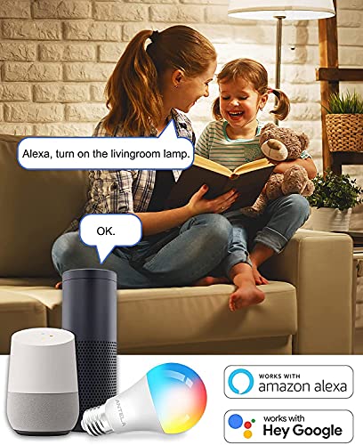 antela ampoule connectée wifi e27 led multicouleurs rgb + cct 2700k 6500k, compatible avec alexa/google home, ampoule intelligente pas besoin de hub, 4 pcs