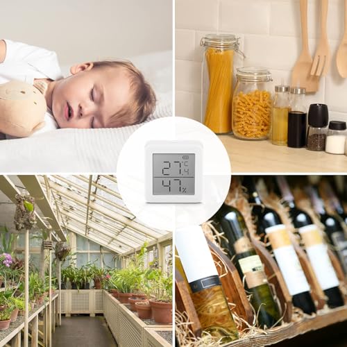 switchbot thermomètre hygromètre intérieur connecté thermo hygromètre numérique à domicile, petit thermomètre d'ambiance avec app contrôle, stockage de données, thermomètre du bureau précise lcd