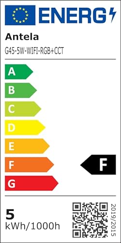 antela ampoule connectée wifi g45 e14 4.5w ampoule led intelligente rgb+cct 2700k 6500k compatible avec alexa, google home, télécommande, commande vocale, 4 pcs