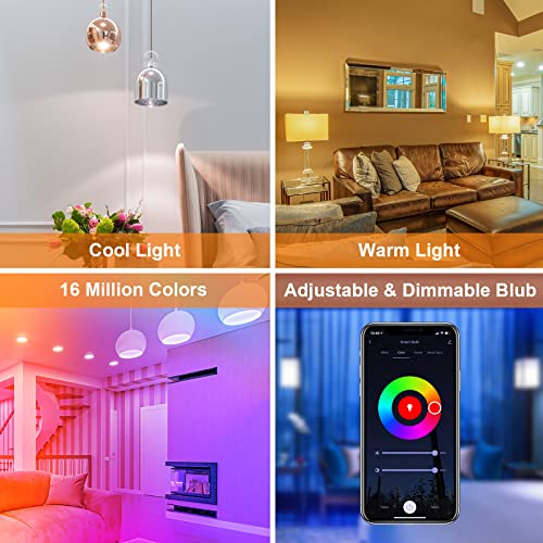 antela ampoule connectée wifi g45 e14 4.5w ampoule led intelligente rgb+cct 2700k 6500k compatible avec alexa, google home, télécommande, commande vocale, 4 pcs