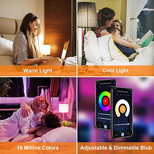 antela ampoule connectée wifi e14 a60 9w ampoule led intelligente rgb+cct 2700k 6500k compatible avec alexa, google home, commande vocale, 2 pcs
