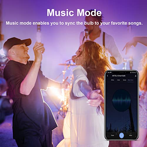 antela ampoule connectée wifi e27 a65 12w 1320lm led intelligente rgb+cct 2700k 6500k compatible avec alexa, google home, commande vocale, 2 pcs