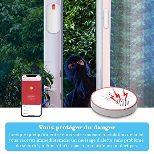 yiseele alarme maison sans fil, 5g wifi systèmes sécurité pour la maison avec app, 16 pièces kit alarme avec 120db sirène – pour camping car, garage, bureau, compatible avec alexa, google