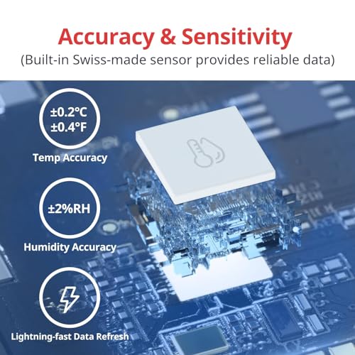switchbot thermomètre hygromètre intérieur connecté thermo hygromètre numérique à domicile, petit thermomètre d'ambiance avec app contrôle, stockage de données, thermomètre du bureau précise lcd