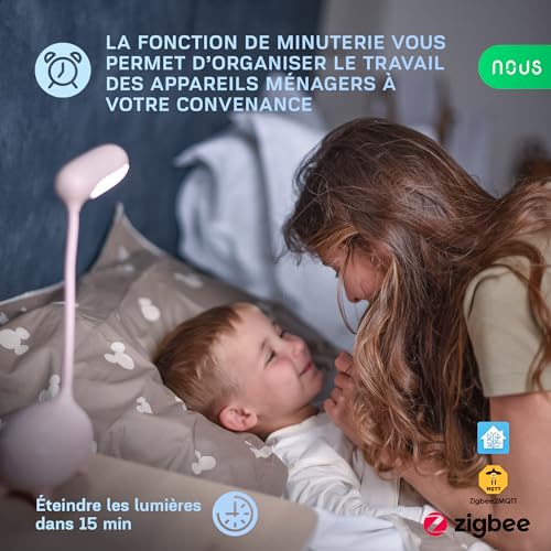 zigbee prise connectée nous a1z, prises connectées et intelligentes, telecommande sans fil avec mesure consommation electrique, compatible alexa, hue bridge, home assistant, tuya, 2mqtt