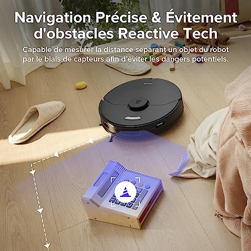 roborock s7 max ultra robot aspirateur laveur avec station 5500pa, lavage/séchage/remplissage automatique avec Évitement actif d'obstacles/commande vocale/app noir