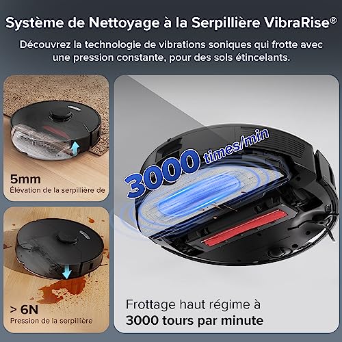 roborock s7 max ultra robot aspirateur laveur avec station 5500pa, lavage/séchage/remplissage automatique avec Évitement actif d'obstacles/commande vocale/app noir