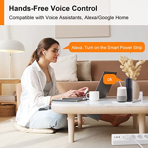 antela multiprise connectée wifi 16a prise intelligente 4 prises 2 usb/1 type c, mesure de consommation Électrique, compatible avec alexa/google home, contrôle app/vocal, fonction de temps, 1,8m