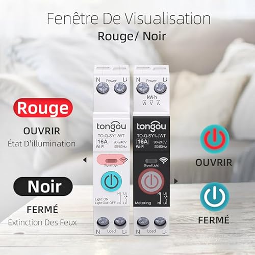 interrupteur connecté,16a diy interrupteur intelligent compatible avec alexa,google assistant,tuya/smart life app contrôle à distance,commutateur wifi avec mesure,commande vocale et fonction de temps