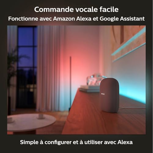 philips hue white & color ambiance indoor lightstrips+ 2m, v4, base connectique, compatible bluetooth, fonctionne avec alexa, google assistant et apple homekit