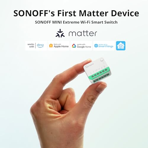 sonoff minir4m matter interrupteur intelligent, 2 way smart switch, interrupteur mural wifi, soutien au protocole matter, contrôle vocal, compatible avec alexa/google home/home assistant, 2400w/10a