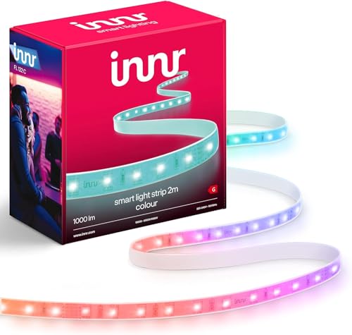 innr zigbee ruban led connecté 2m, fonctionne avec hue* et alexa (pont requis), bande led blanche chaude à froide, bandeau led rgb, lightstrip, bande lumineuse led autocollante, 1000 lm