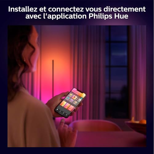 philips hue white & color ambiance indoor lightstrips+ 2m, v4, base connectique, compatible bluetooth, fonctionne avec alexa, google assistant et apple homekit
