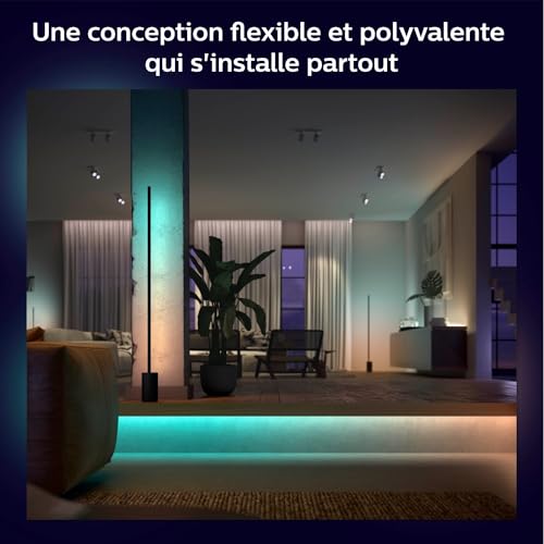 philips hue white & color ambiance indoor lightstrips+ 2m, v4, base connectique, compatible bluetooth, fonctionne avec alexa, google assistant et apple homekit