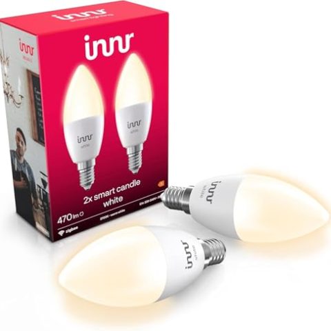 innr ampoule connectée zigbee e14 bougie, fonctionne avec hue* et alexa (pont requis), ampoule blanc chaud, led lampe, intensité variable, 470 lumens 2 pack