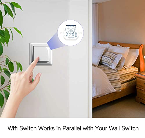 loratap lot de 2 interrupteur wifi alexa sans fil, va et vient parallèle, récepteur 2300w 10a, commutateur connecté intelligent, commande à distance par téléphone, relais compatible avec google home