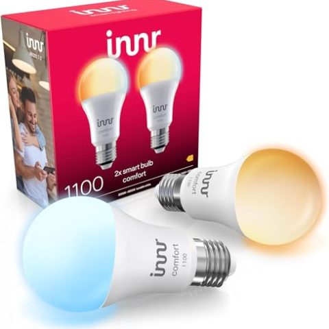 innr ampoule connectée zigbee e27, fonctionne avec hue* et alexa (pont requis), lampe blanc chaud à froid, ampoules led, intensité variable, 1190 lumens 2 pack