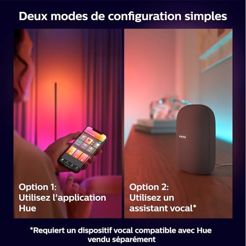 philips hue white & color ambiance indoor lightstrips+ 2m, v4, base connectique, compatible bluetooth, fonctionne avec alexa, google assistant et apple homekit