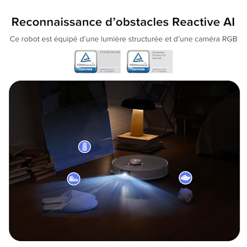 roborock qrevo curv robot aspirateur laveur hyperforce de 18 500 pa, aspirateur robot avec système anti enchevêtrements taux d’enchevêtrement de 0%, flexiarm brosse & serpillièr lavage à 75°c