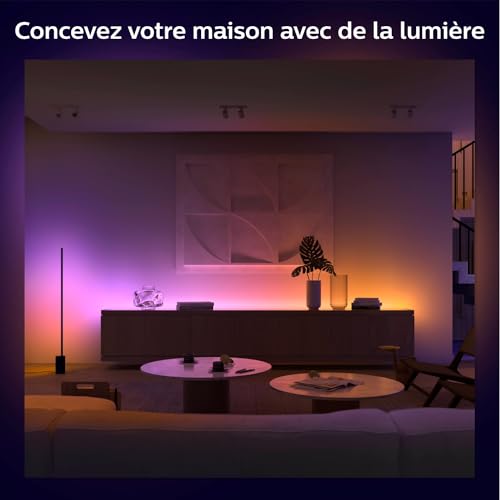 philips hue white & color ambiance indoor lightstrips+ 2m, v4, base connectique, compatible bluetooth, fonctionne avec alexa, google assistant et apple homekit