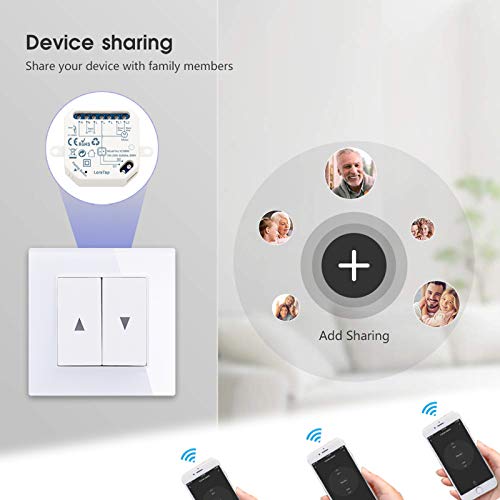 loratap 4 interrupteur module volet roulant connecté, commutateur rideau stores wifi, compatible avec alexa google home pour commande vocale, minuterie intelligent moteur mural