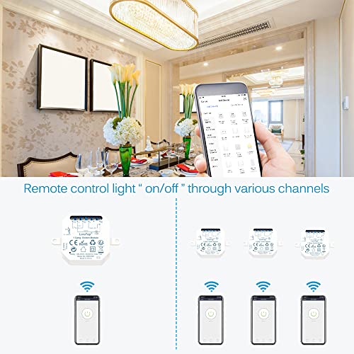 loratap lot de 2 interrupteur wifi alexa sans fil, va et vient parallèle, récepteur 2300w 10a, commutateur connecté intelligent, commande à distance par téléphone, relais compatible avec google home