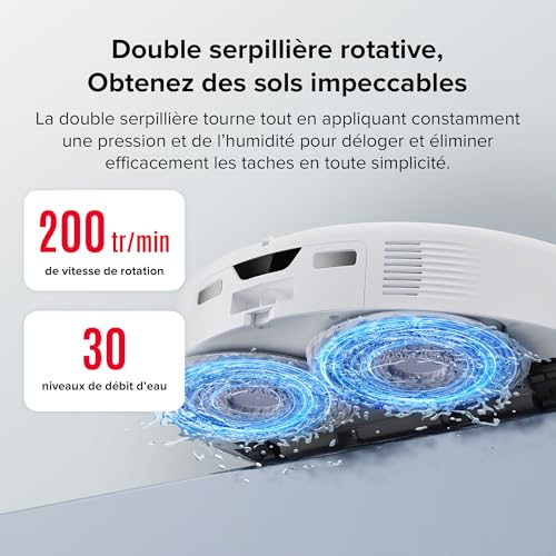 roborock qrevo curv robot aspirateur laveur hyperforce de 18 500 pa, aspirateur robot avec système anti enchevêtrements taux d’enchevêtrement de 0%, flexiarm brosse & serpillièr lavage à 75°c