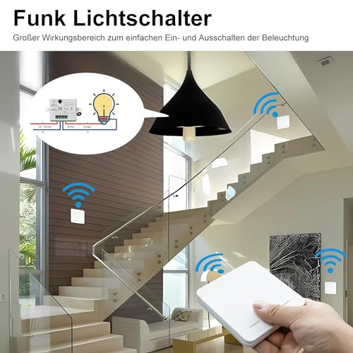 arceli interrupteur, interrupteur sans fil 433mhz kit interrupteur rf et récepteur 2200w/10a récepteur, interrupteur d'éclairage, switch sans fil interrupteur mural pour maison intelligente
