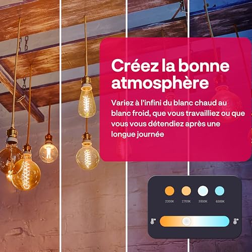 innr e27 smart filament ampoule led, zigbee e27 ampoule connectée, led intelligente à intensité variable, fonctionne avec hue*/ home assistant/homey/alexa, blanc chaud à blanc froid, 610lm, 1 pack