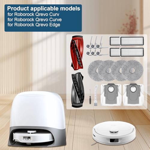 heykewi kit d'accessoires pour roborock qrevo curve/qrevo curv/qrevo edge robot aspirateur (20 accessoires)