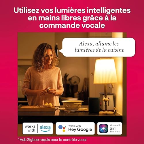 innr zigbee ruban led connecté 2m, fonctionne avec hue* et alexa (pont requis), bande led blanche chaude à froide, bandeau led rgb, lightstrip, bande lumineuse led autocollante, 1000 lm