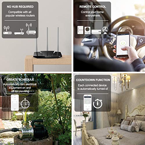 loratap lot de 2 interrupteur wifi alexa sans fil, mini taille, récepteur 2500w 10a, commutateur connecté intelligent, commande à distance par téléphone, relais compatible avec google assistant