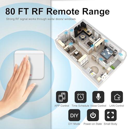 arceli interrupteur, interrupteur sans fil 433mhz kit interrupteur rf et récepteur 2200w/10a récepteur, interrupteur d'éclairage, switch sans fil interrupteur mural pour maison intelligente
