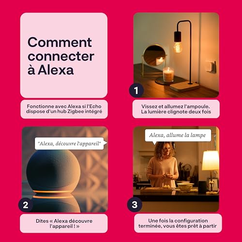 innr e27 smart filament ampoule led, zigbee e27 ampoule connectée, led intelligente à intensité variable, fonctionne avec hue*/ home assistant/homey/alexa, blanc chaud à blanc froid, 610lm, 1 pack