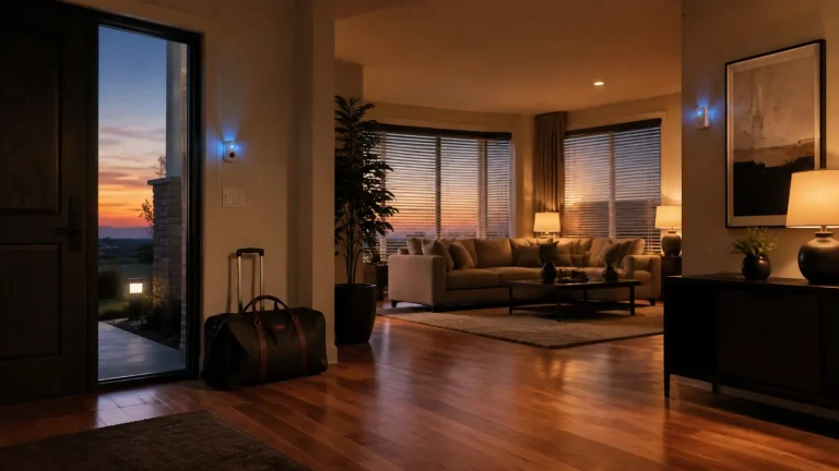 Maison vide protégée par des automatisations au coucher du soleil