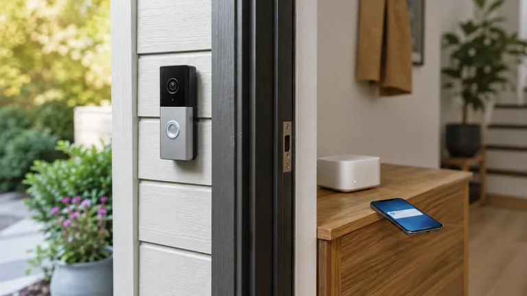 Sonnette vidéo générique à l’entrée avec stockage local à l’intérieur du logement